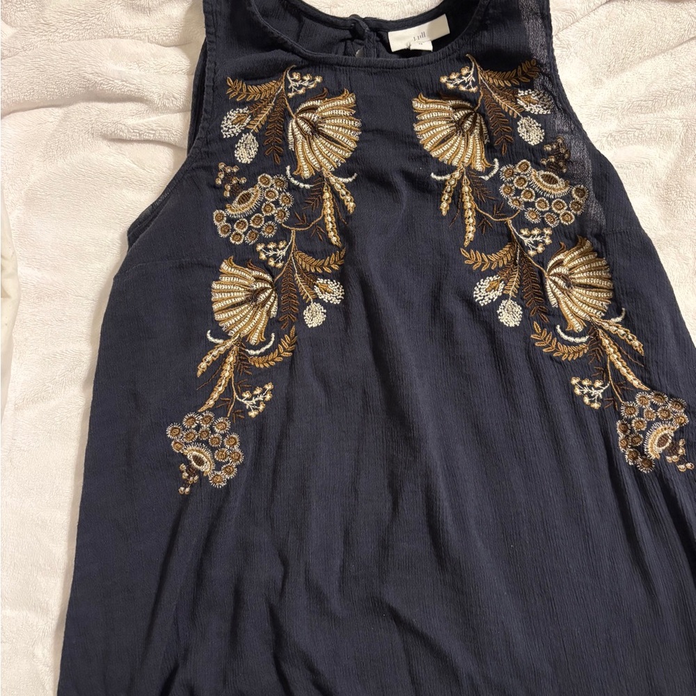 J. Jill Dark Blue Top with Gold Detailing